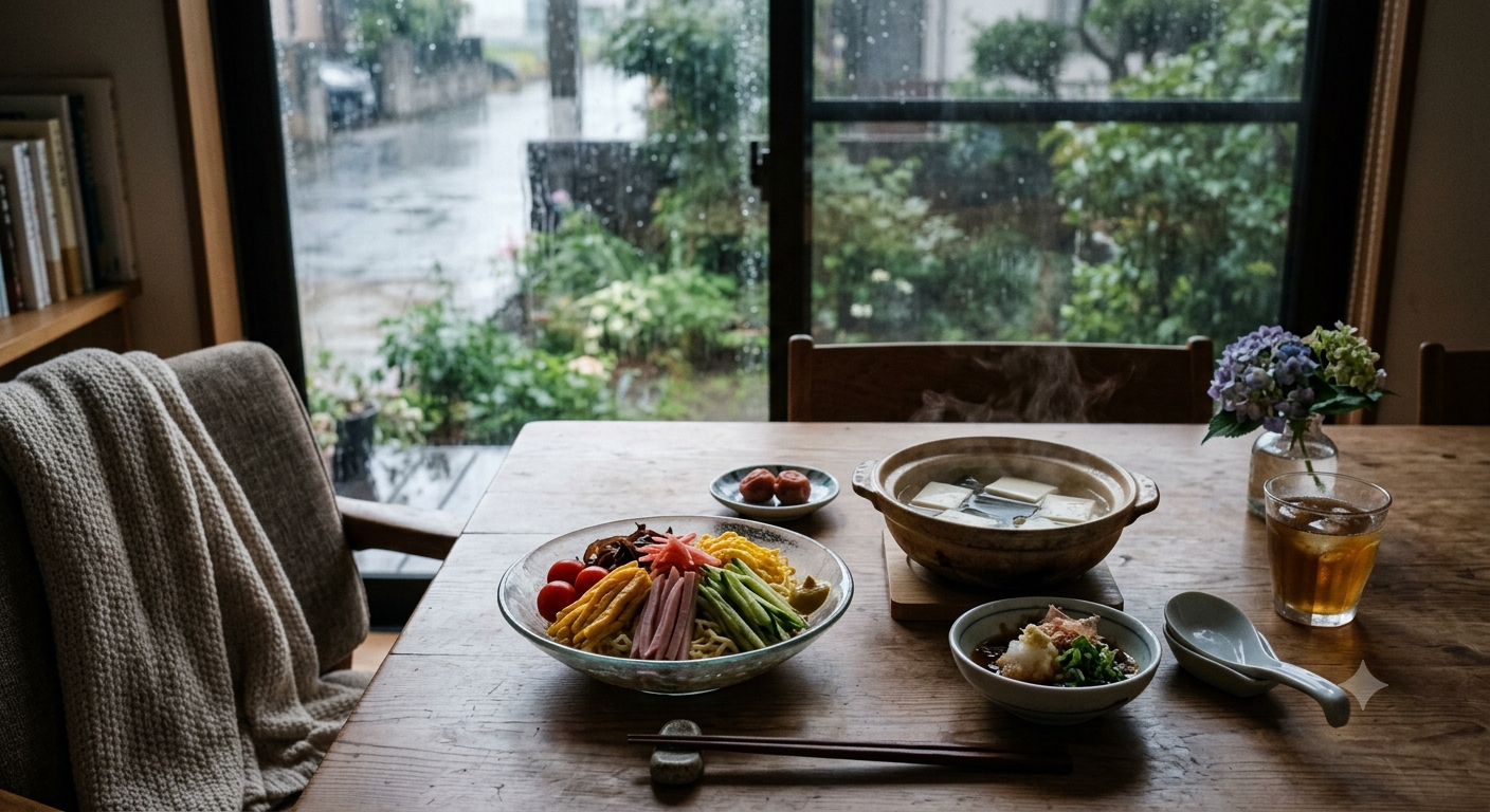雨音を聴きながら。おうち時間を特別にする「湯豆腐と冷やし中華」の粋な楽しみ方